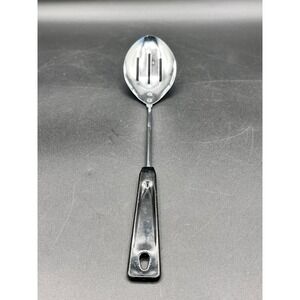 Vtg Ames USA Slotted Spoon Stainless Steel Black Handle Kitchen Utensil 11.25"